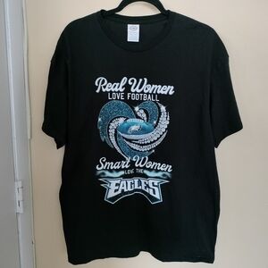 Philadelphia Eagles Black Cotton Tee T Shirt XL Real Women Love Football